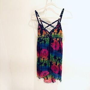 Free People | Dresses | Free People Willow Eyelet Mini Dress Lace  Embroidered Cotton Tie M New 27972